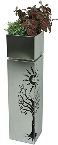 VARILANDO Pflanzsäulen, Gartendekoration, Pflanzgefäße, Metall-Pflanzsäulen, dekorativer Gartenschmuck aus Edelstahl, Verschiedene Modelle, teils mit Beleuchtug und Wasserspiel (Motiv Baum)
