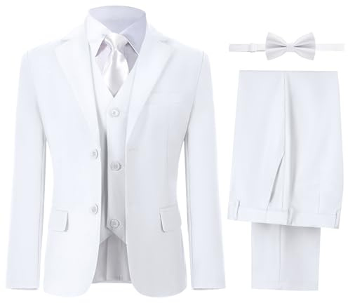 Boys' Suits Formal Set White First Communion Suit for Boys Dress Clothes Toddler Boy Slim Fit Tuxedo Size 3 Kids Wedding Ring Bearer Outfit