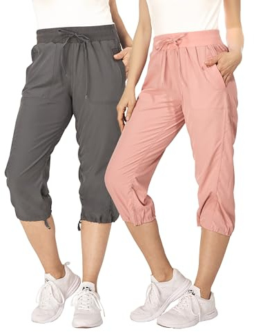 Ultra Performance Capri Pants for Women 2 Pack Womens Capris Hiking Capri Pants Summer Clothes for Women (Avail in Plus Size)