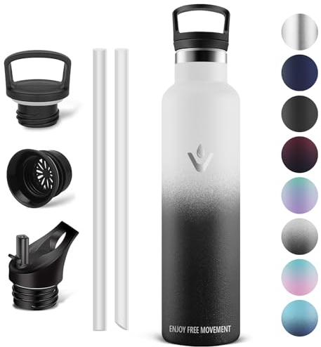 Vikaster Botella agua termica, Botella Agua Acero Inoxidable 1 litro, Estanqueidad, Mantener 12H Caliente/24 Frío, Termo Sin BPA, para Deporte, Viaje, Escuela, Exterior, Oficina, Hogar.
