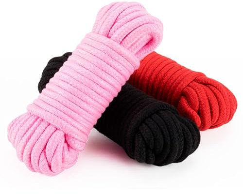 Corda Bondage 3 Pezzi Ideale Per Il Bondage S^M Per Principianti (Rosso+Nero+Rosa)