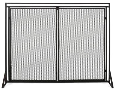 GKJHTED Kaminschirm Moderner Kaminschirm aus Eisen, Mattschwarzer Kaminschirm fürs Wohnzimmer, Kamindekorationszubehör, Funkenschutzabdeckung