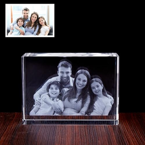 XFZDKJSD Photo en verre gravée 3D personnalisée, cube en verre personnalisé (3D horizontal, 5 x 5 x 8 cm)