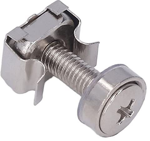 Dado a Gabbia per Montaggio su Rack, 50 Set Kit di Viti per Dadi a Gabbia M5 Ferro Nichelato Montaggio su Rack con Foro Quadrato Metrico con Scatola di Immagazzinaggio per Yacht