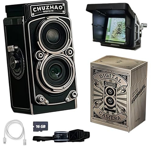FXiaoy Digital Retro Mini Camera with 16GB Card, 12MP Autofocus, 1080P FHD Small Video Recording Camera, Suitable for Beginners/Teens/Adults/Kids. with English Instructions