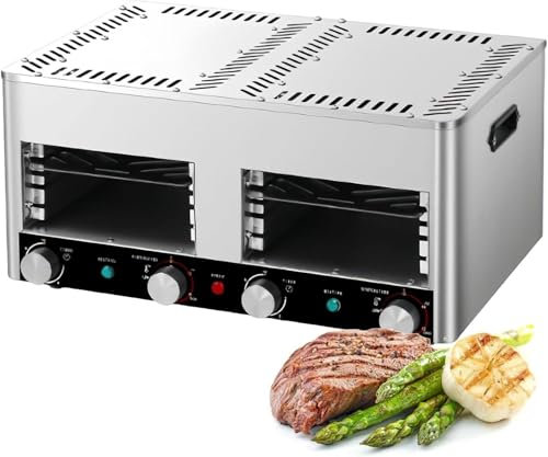 FJYAWEN Chaudière électrique Infrarouge sans Fumée pour Usage Intérieur, Temps Et Température Réglables, Livrée avec Plateau De Cuisson Et Gril, Cuisinière à Steak Commerciale 800 °c,B