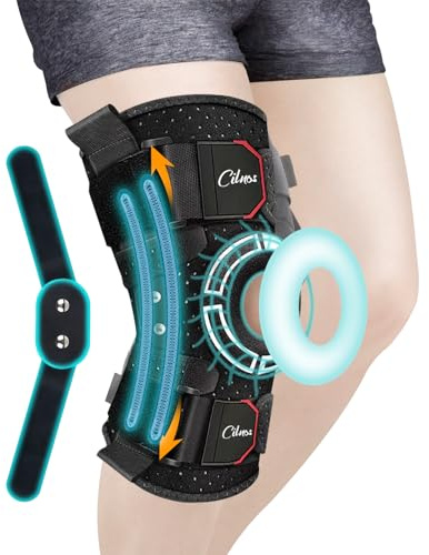 Cilnos Attelle Genou, Genouillere Arthrose Genou avec Stabilisateurs Latéraux Amovibles, Genouillère pour Soulagement de Douleur, Arthrite - Homme et Femme (S/M/L)