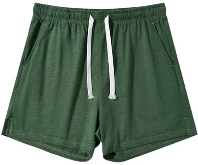Amy Coulee Pantaloni da notte corti da uomo, in cotone, 4, leggeri, pantaloni corti da pigiama con tasche