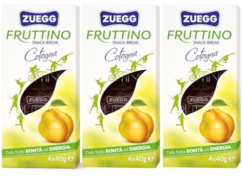 Fruttino Snack-Break Cotogna – 3 Confezioni (12 x 40 g =480g) – Zuegg Snack alla Frutta, Pratico, Senza Glutine - Merenda Energetica per Sport e Tempo Libero