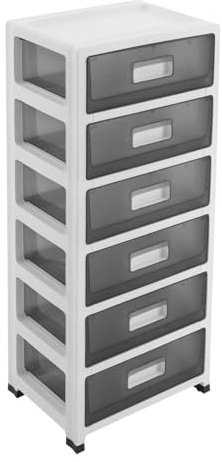 6 Ebenen Transparenter Schubladenbox aus PP,35x26x83.5cm Rollcontainer Schubladenschrank mit oberer Ablagefläche herausnehmbaren Schubladen,Schreibtisch Organizer für A4‑Ordner Make‑up Büromaterial