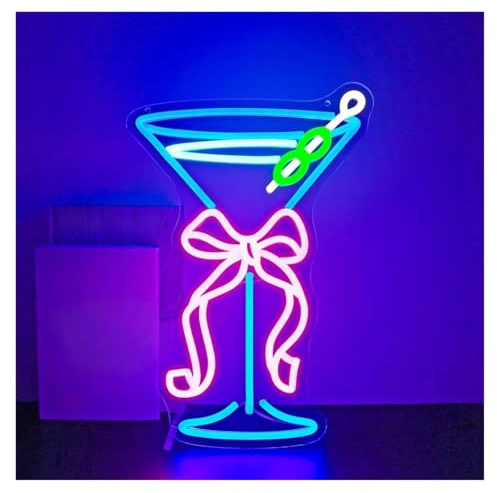 SHOUXI Sign Lamp Bow Glass Neon Signs USB Powered LED Dimmable Lights for Bedroom Business Club Party Bars Shop Bistro Room Decor 10.72x15.75in