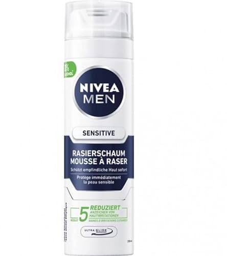 NIVEA Espuma de afeitar para hombre Sensitive – 3 unidades (3 x 200 ml)
