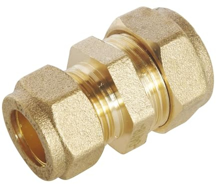 SOMATHERM FOR YOU, Manchon laiton réduit à compression pour tubes cuivre Ø14-Ø12, idéal pour raccordements plomberie, réseaux d'eau sanitaire et chauffage, durable et efficace | Raccordez durablement 2 diamètres de tube cuivre grâce à ce manchon réduit à compression durable et efficace.