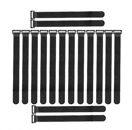 [16 Pack] Cable Straps 12 inch, Reusable Fastening Cable Ties Set, Adjustable Multipurpose Hook and Loop Securing Cinch Straps for Cord Management (1 inch Wide) by Tangser