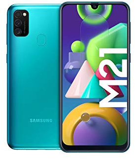 Samsung Galaxy M21 Android Smartphone ohne Vertrag, 3 Kameras, großer 6.000 mAh Akku, 6,4 Zoll Super AMOLED Display, 64 GB/4 GB RAM, Handy in grün, deutsche Version
