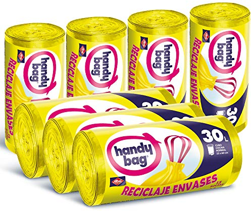 Handy Bag Bolsas de Basura 30L, Reciclaje Envases, Extra Resistentes, 105 Bolsas