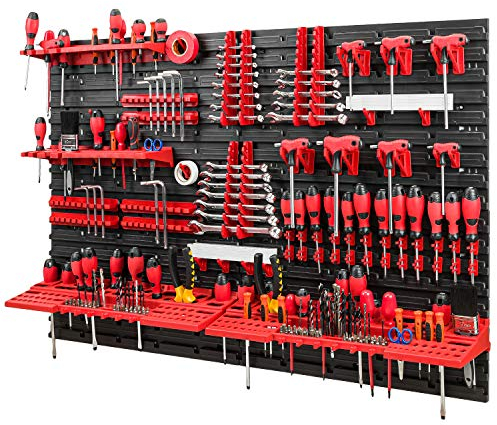 PAFEN - Parete degli attrezzi, 1152 x 780 mm, set di supporti per attrezzi con parete forata, sistema di stoccaggio