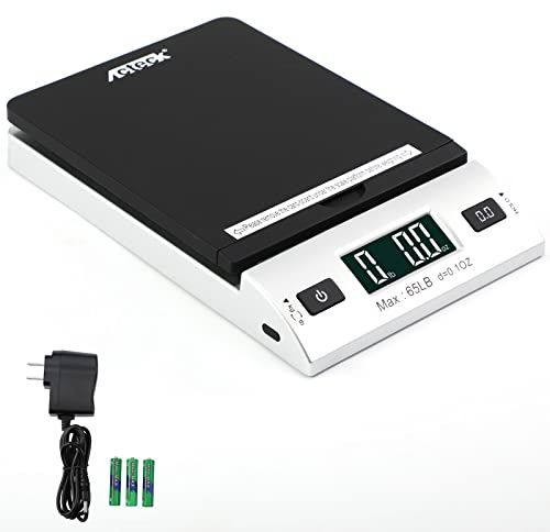 Acteck A-CK65BS 65LBx0.1OZ Digital Shipping Postal Scale with Batteries and AC Adapter, Black Silver