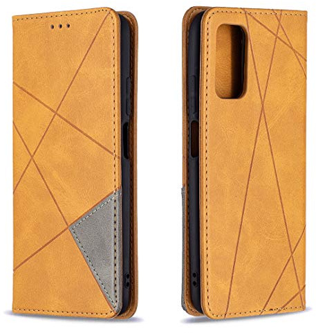 Posanter Coque pour Xiaomi Poco M3, Housse Portefeuille en Cuir Etui de Protection avec Slim TPU Silicone Bumper Antichoc Magnétique Flip Case, Porte Cartes avec Fonction Support Cover (Jaune)