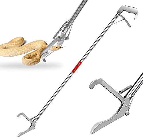 Howhite 152.4 cm Schlangenzange, faltbarer Greifer, Edelstahl, professioneller Outdoor-Fang, breite gezackte Backen-Handhabungswerkzeug mit automatischer Verriegelung, Schlangenfänger