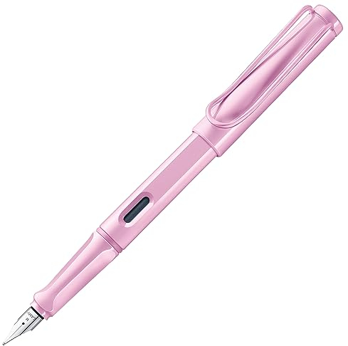 Lamy safari lightrose Füller - Füllhalter mit ergonomischem Griff & polierter Stahlfeder in Strichbreite EF – robuster ASA-Kunststoff - inkl. Tintenpatrone T 10 blau - Rechtshänder