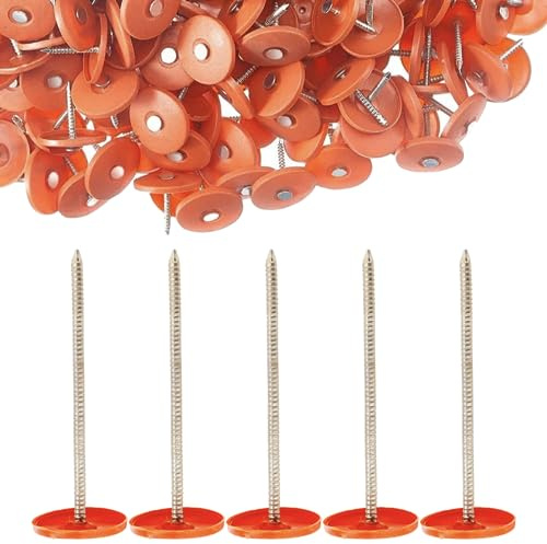 50 Pack - 3 Inch - Round Plastic Cap Nail Roofing Nails Galvanized Tar Paper Nails for House Wrap Fastening Foam Board Roofing Felt Insulation Film (50)