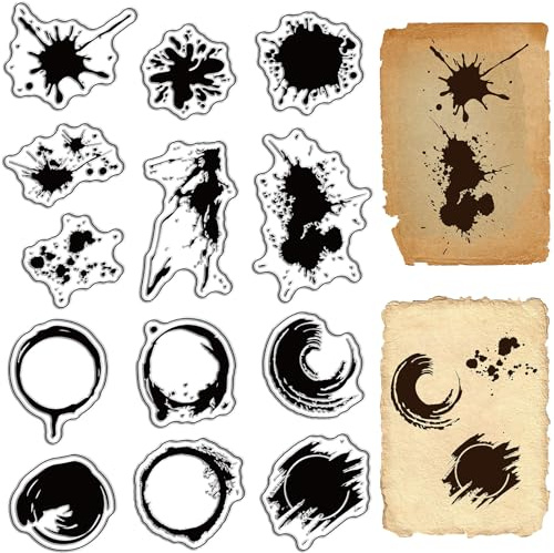 craspire Kaffeefleck, Transparenter Gummistempel, Vintage-Stil, Transparente Silikondichtungen, Stempel, Tinte, Teeflecken Und Spritzer, Retro, Für Journaling, Kartenherstellung, DIY, Scrapbooking
