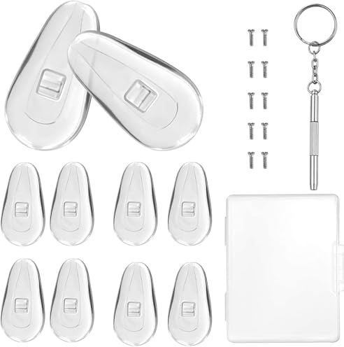 Brillen Nasenpads Transparent Weich Silikon Luftkissen Brillen Nasenpads 5 Paar Einschraubbare Brillen Ersatz Nasenpads Set mit Schrauben und Mikroschraubendreher