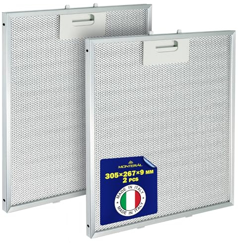 2 Stück Aluminium Metallfilter Dunstabzugshaube 305 x 267 x 9 mm mit dem Originalcode 405525042-9 4055250429 für AEG für Electrolux GRI0009219A für Elica - MADE IN ITALY - MONTERAL