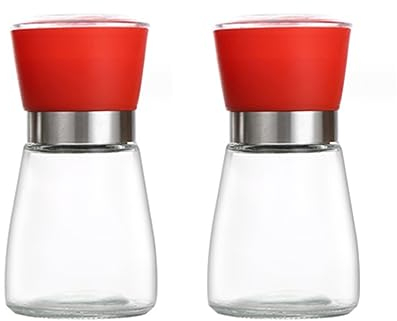 TONZN Molinillo de Sal y Pimienta, Juego de Molinillo de Sal y Pimienta de 2 Piezas, Juego de salero y pimentero pequeño Recargable, Molinillo de Pimienta (Rojo 2 Piezas)