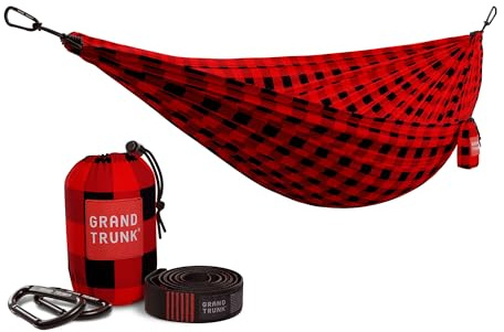 GRAND TRUNK TrunkTech Double Hammock | Ultra-Strong & Lightweight | 11 ft Hammock with Ripstop Nylon | 500 lb Capacity | Fast-Drying & Weather-Resistant | Heritage