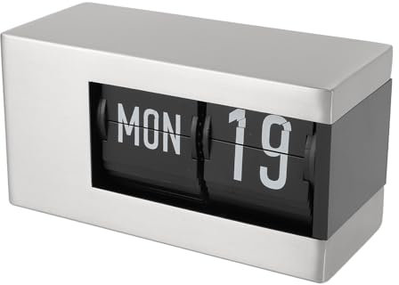 Elish Flip Desk Shelf Orologio Orologio Flip Page Unico per Casa Decorativa, Batteria Al Litio Inclusa (SILVER)