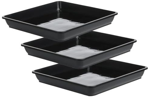 Lot de 3 soucoupes carrées pour attraper l'eau - 30 x 30 cm - Plateau récupérateur d'eau pour plantes - Pour extérieur et intérieur