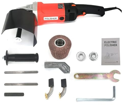 Machine de polissage et de brossage 1400 W, outil de conditionnement de surface à vitesse variable à 6 vitesses, 600-3000 tr/min pour carrelage en acier inoxydable, finition satinée et polisseuse en