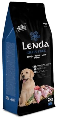 Lenda Grain Free Puppy 2 kg – kaninfoder och hypoallergen fisk för kornfri valp – Kornfritt foder för känslig matning, med probiotika och kondroprotektorer för leder
