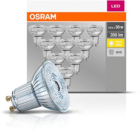 Osram Base PAR16 LED-Reflektorlampe mit GU10-Sockel, 4.3 W, Warmweiß, 10 Stück (1er Pack)