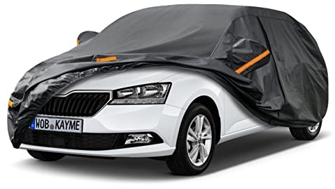 Kayme Autoabdeckung Wasserdicht Atmungsaktiv Passend für 1999-2024 Skoda Fabia, Vollgarage Autoplane für Regen Sonne Staub Schutz, Auto Abdeckplane Faltgarage Abdeckung(3-7 Tage liefern)
