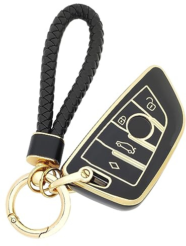 Arruweer Soft TPU Key Fob Cover for BMW 1 2 5 6 7 Series X1 X2 X3 X5 X6 Keyless Entry Key Fob Car Accessories Keychain