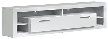 trendteam smart living - TV-Lowboard Fernsehschrank Fernsehtisch groß - Wohnen - Rock - Aufbaumaß (BxHxT) 200 x 48 x 44 cm - Farbe Weiß Hochglanz - 182685201