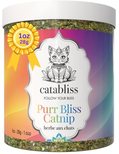 catabliss Catnip for Cats – 1oz Jar - 100% Essential Natural Cat Nip Herb Resealable Jar - Fresh Aroma Stimulates Activity & Enhancing Play for Indoor Cats - Great for Cat Nip Toys, Play & Training