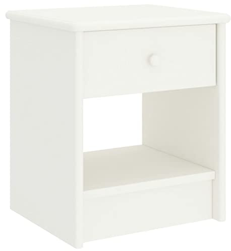 CKioict Telefontisch Ablagetisch Modern Nachtkästchen Nachttisch Weiß 35x30x40 cm Kiefer Massivholzfür kleine Räume, Wohnzimmer, Schlafzimmer