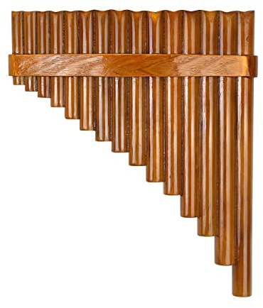 Pan Flute Instrument, 15 Pipes Bam-boo Pan Flute G Key Chinese Traditional Musical Instrument, Panpipes Pan Pipes Instrument, Handmade Panflutes instrument for Beginners Students Kids Adults
