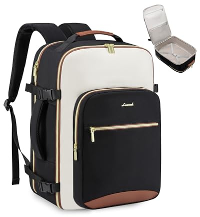 LOVEVOOK Handbagage ryggsäck flygplan, reseryggsäck dam 40 x 20 x 25, män vattentät laptop ryggsäck med laptopfack, resor dagpaket för skola arbete camping