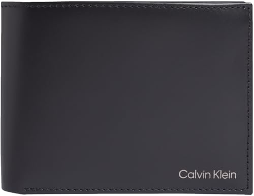Calvin Klein Herren Geldbeutel Smooth Trifold aus Leder, Schwarz (Black), Einheitsgröße