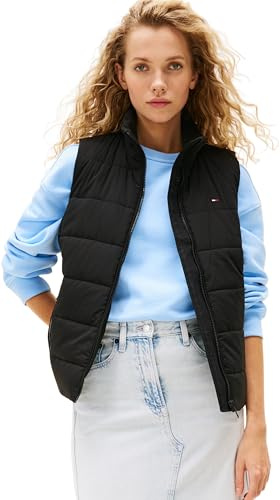 Tommy Jeans Chaleco acolchado Mujer Padded con cuello alto, Negro (Black), XXS