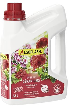 Algoflash Engrais Liquide Géraniums et Toutes Fleurs de Balcon, Utilisable en Agriculture Biologique - 2,5 L, Marron