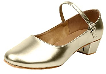 Ballerina skor, flickor, barnskor med justerbart spänne, högklackade skor, rund tåhätta, dansskor, festskor, bekväma bröllopsskor, glitter, festliga skor, N A, 32 EU