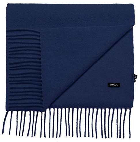 Bovari Sciarpa Uomo Premium 100% Cashmere (blu marino)