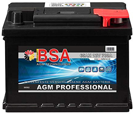 AGM Batterie 65AH 12V Solarbatterie AGM Gel Versorgungsbatterie Wohnmobil Boot Akku ersetzt 60AH 70AH
