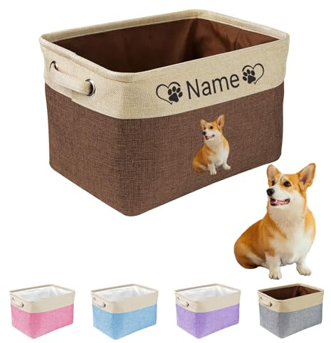 Buaodam Personalisiert Spielzeug Aufbewahrungsbox mit Personalisiertem Haustiernamen oder Wunschtext,für Organisation Katzen und Hundekleidung,Spielzeug